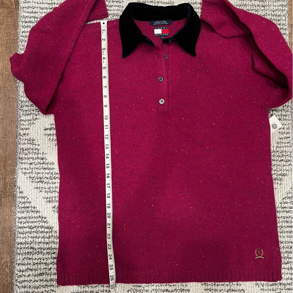 Tommy Hilfiger Velvet Wool Colorful Speckled Polo Sweater Classic Preppy - Picture 12 of 13